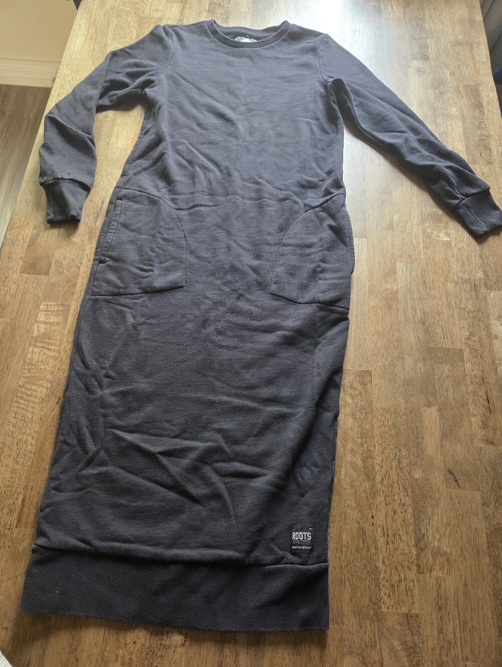 Roots Crewneck Sweatshirt Dress Extra Long With Back Slit And Pockets